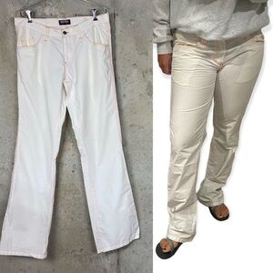 Scotch & Soda Y2k 2000s white straight leg mid rise pants orange thread large